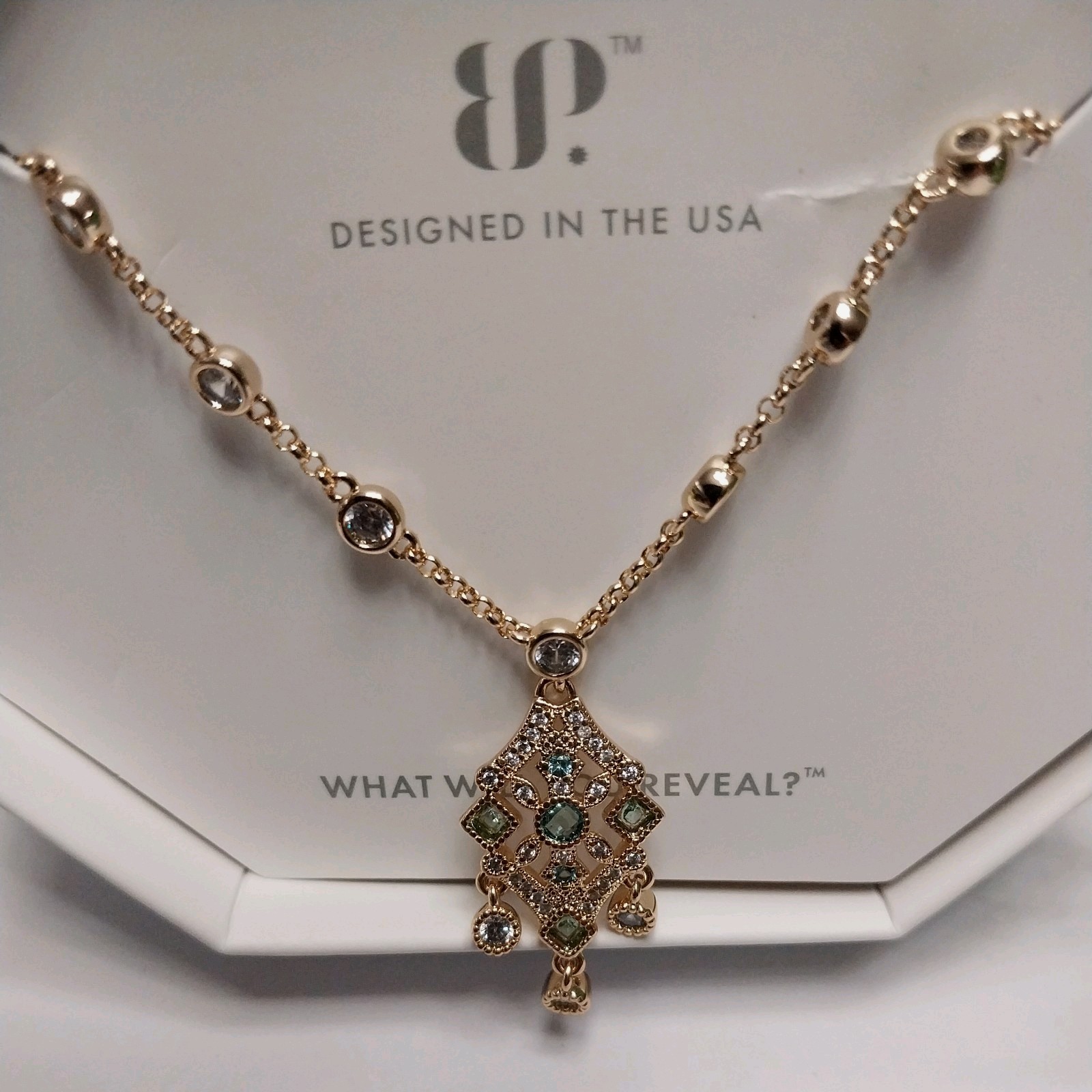 Bomb Party Necklace “Gilded Heirloom” NK98857 Paraiba Tourmaline Gold