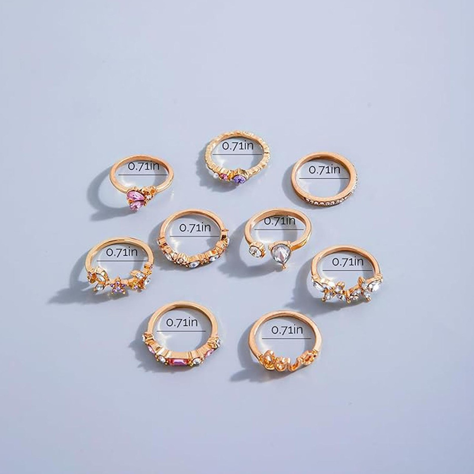 Gold Rings for Women Stackable Adjustable Love Moon Star Ring Set Non Tarnish…