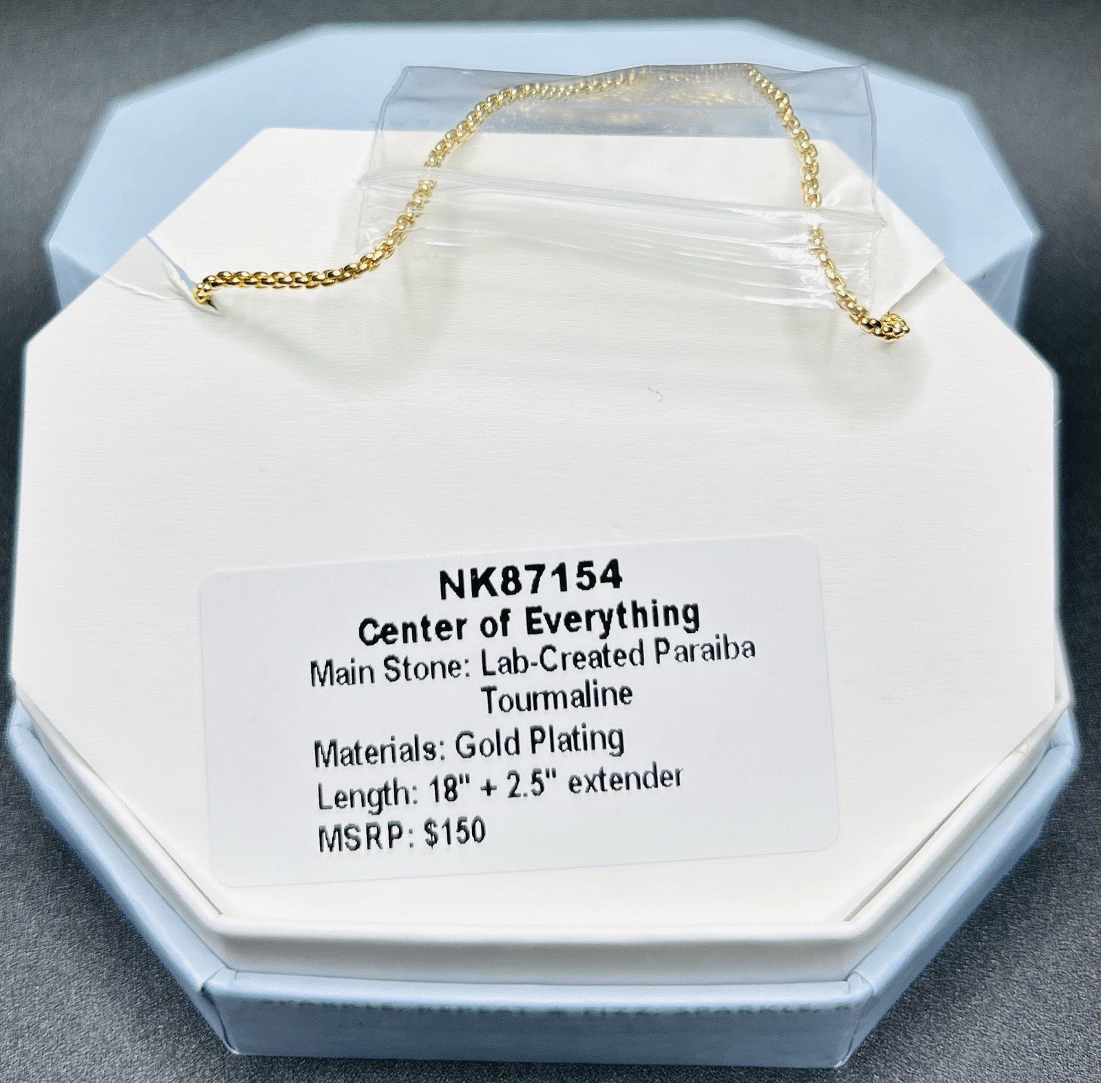 Bomb Party Necklace “Center of Everything” NK87154 LC Paraiba Tourmaline on Gold