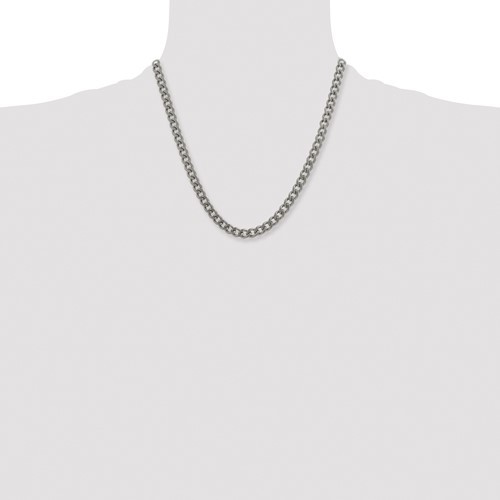Men’s 7.5mm Titanium Polished Classic Curb Chain Necklace
