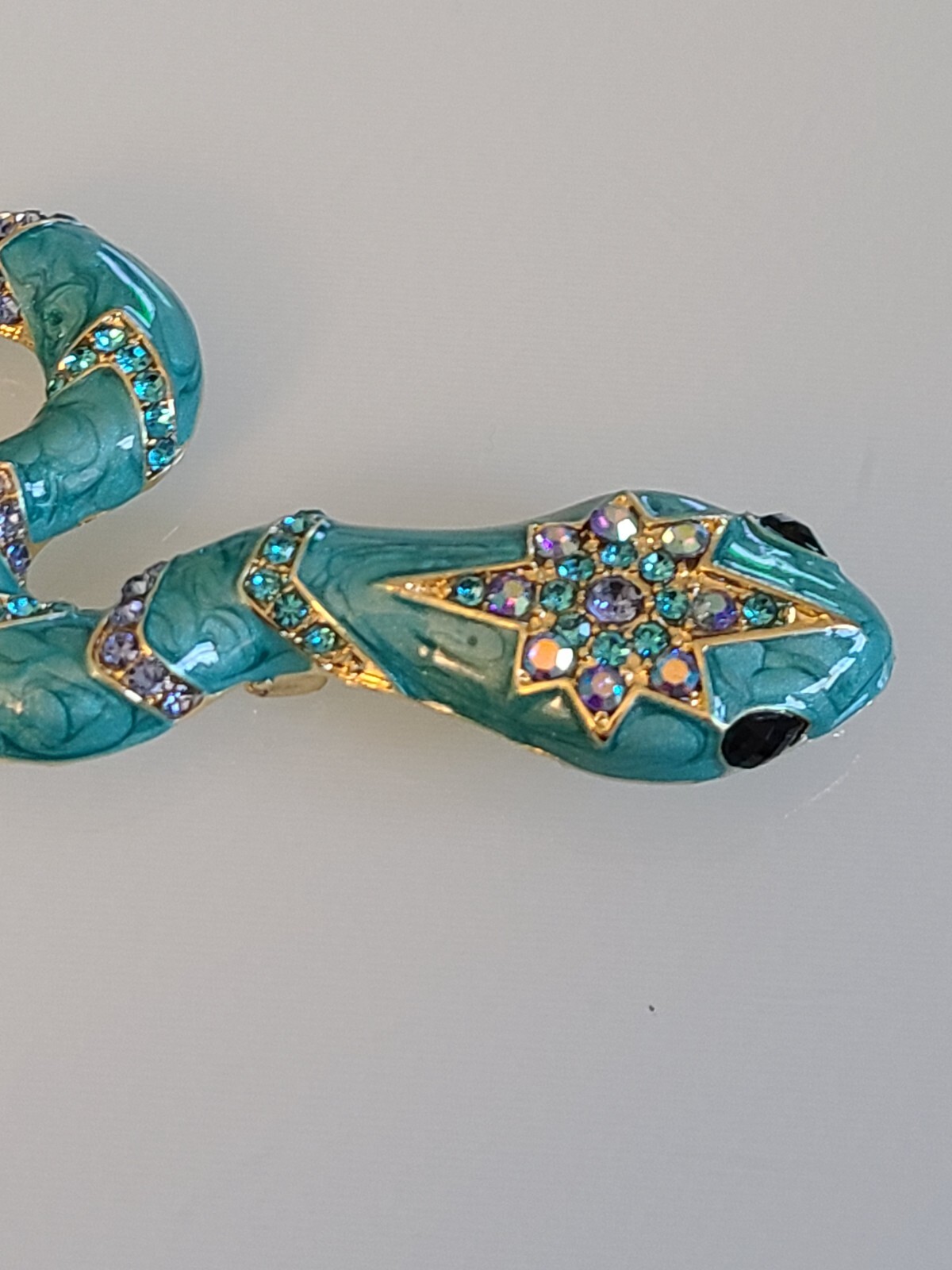 FAB DESIGNER STYLE UNSIGNED HUGE 3.75 INCH SNAKE BROOCH / PENDANT BLUE AURORA