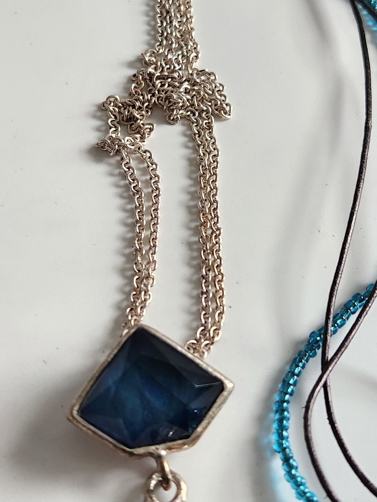 Kenneth Cole Set Of Two Silvertone Multicolored Necklaces 16-19″