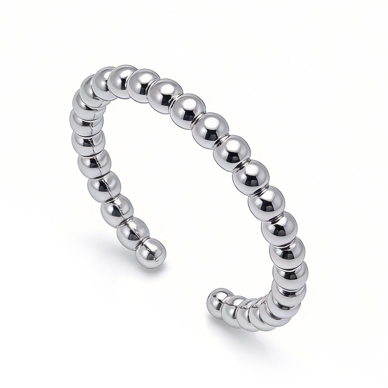 18K Gold Plated Beaded Ring – Adjustable Stackable Gift for Women, Daily Wear
