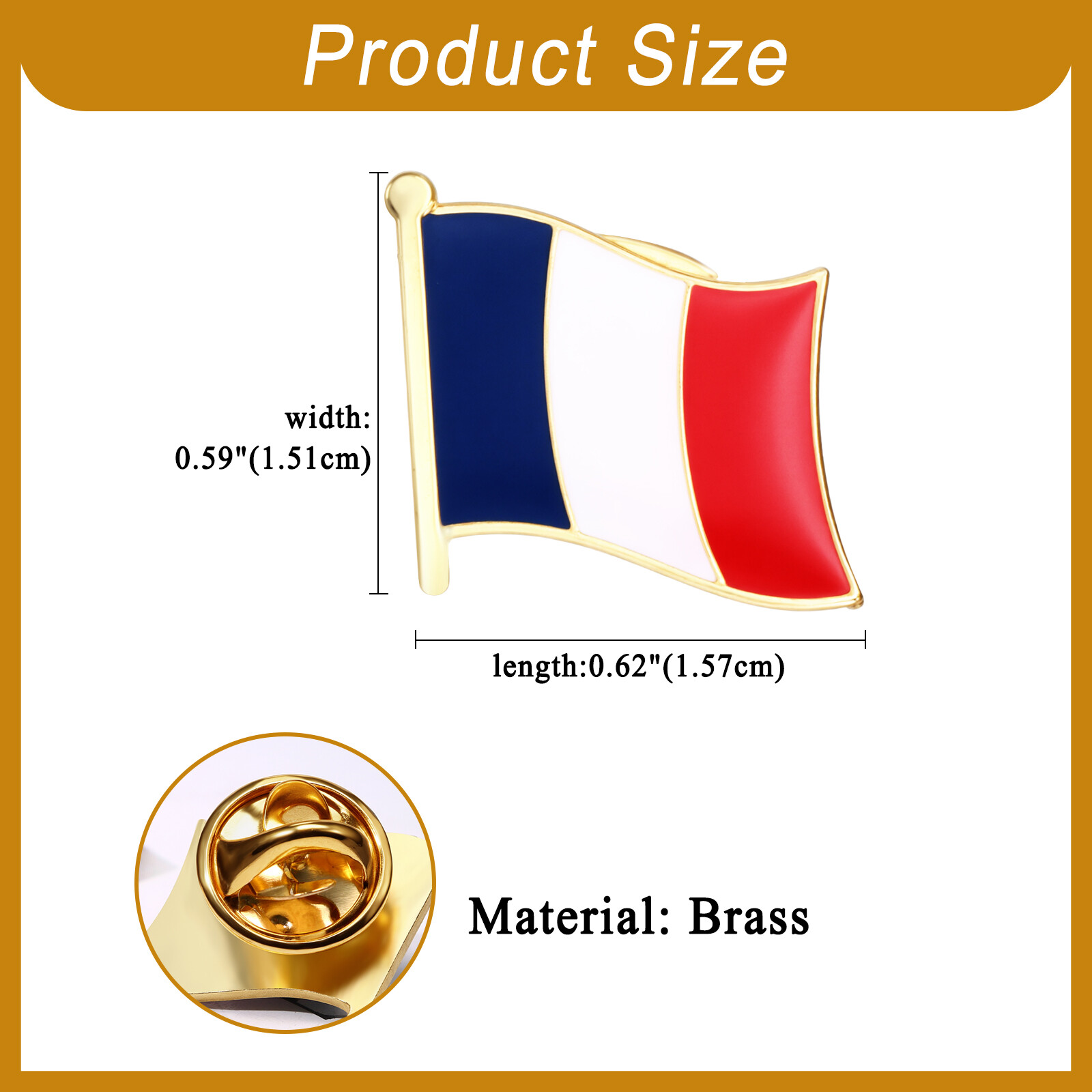 French Flag Pin Men’s Women’s Suit Uniform Lapel Pin Bastille Day Patriotic Pin
