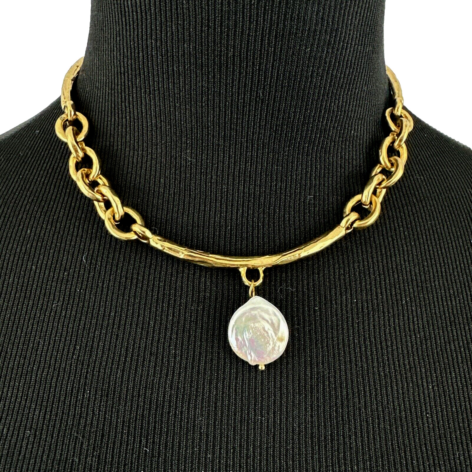 WHBM 3-in-1 necklace – NEW gold & pearl layered convertible brutalist 2 strand