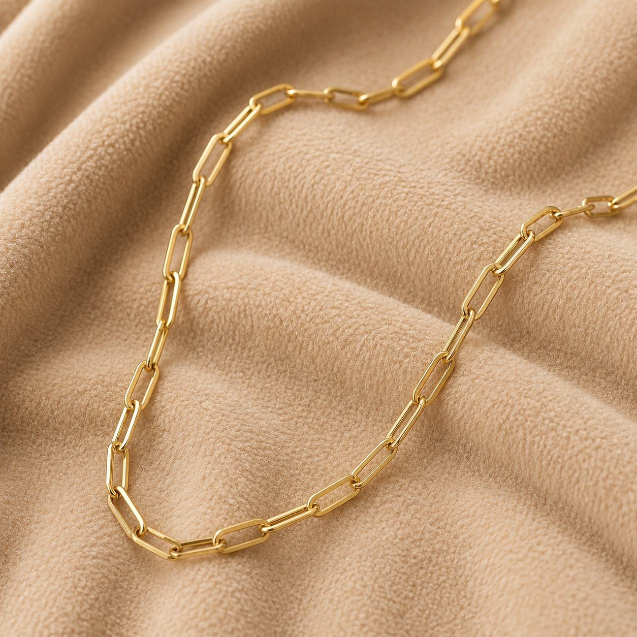 14K Gold Plated 925 Solid 2.5mm Paperclip Necklace Chain Link Italy