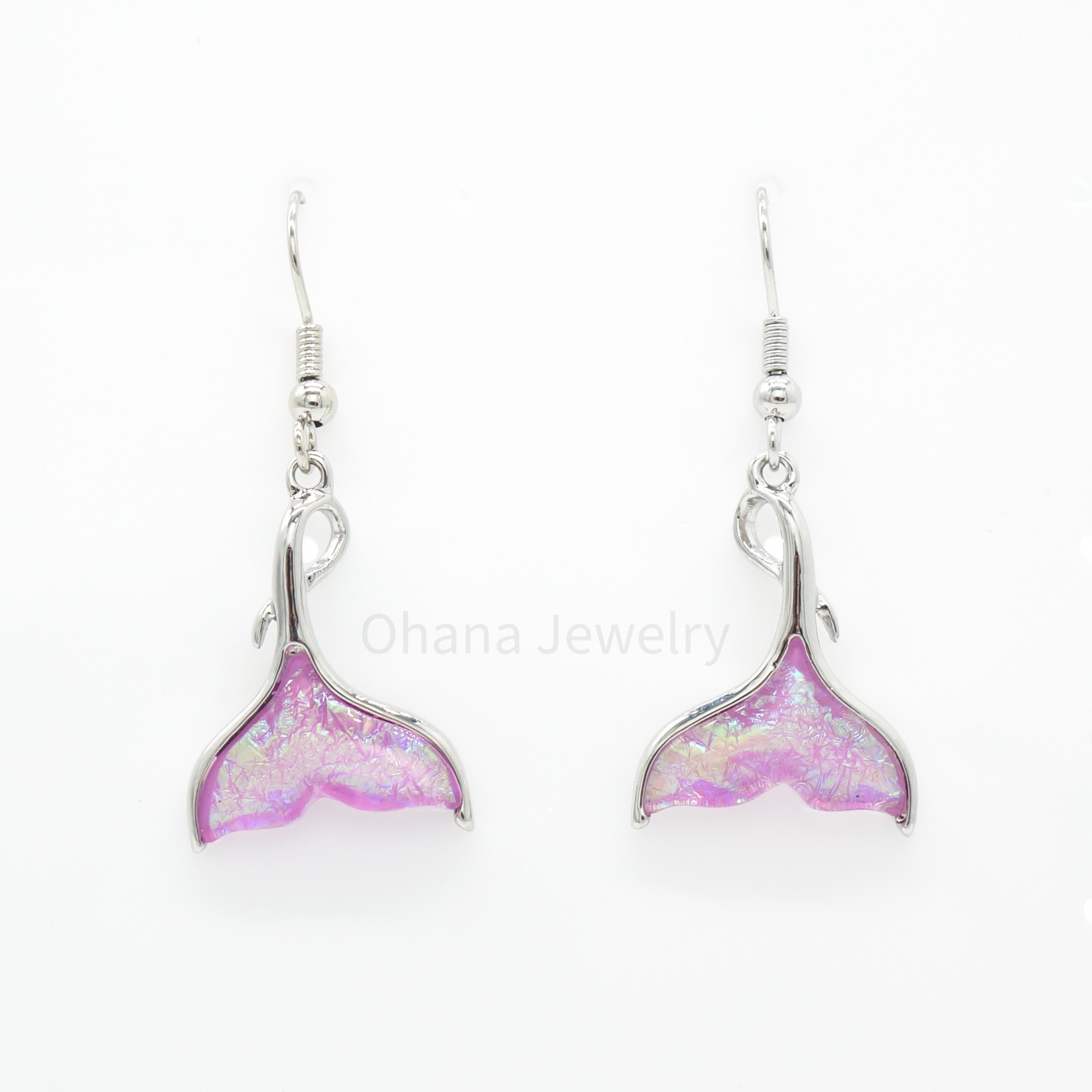 Resin Metal Alloy Hawaiian Fashion Dangle Hook Earrings – Whale Tail