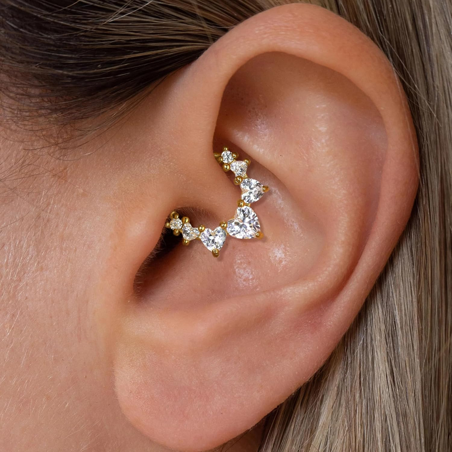 Cartilage Daith Earrings for Women Small 14K Gold Plated Hoop Hypoallergenic Hel