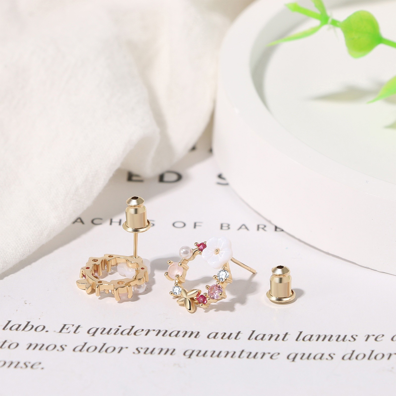 Women Sakura Butterfly Earrings RhinestoneDangle Drop Birthday Anniversary Gift