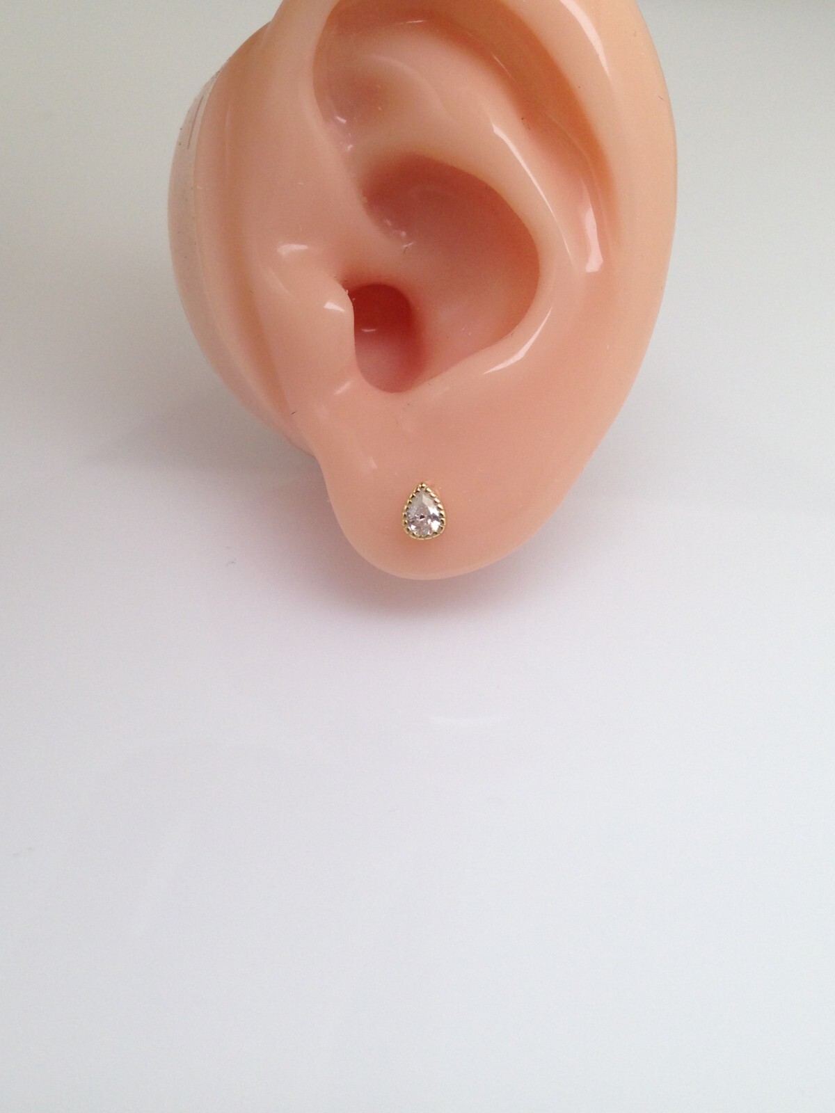 925 Sterling Silver CZ Teardrop Stud Earrings Women Girl Dainty Gold Studs 4.5mm