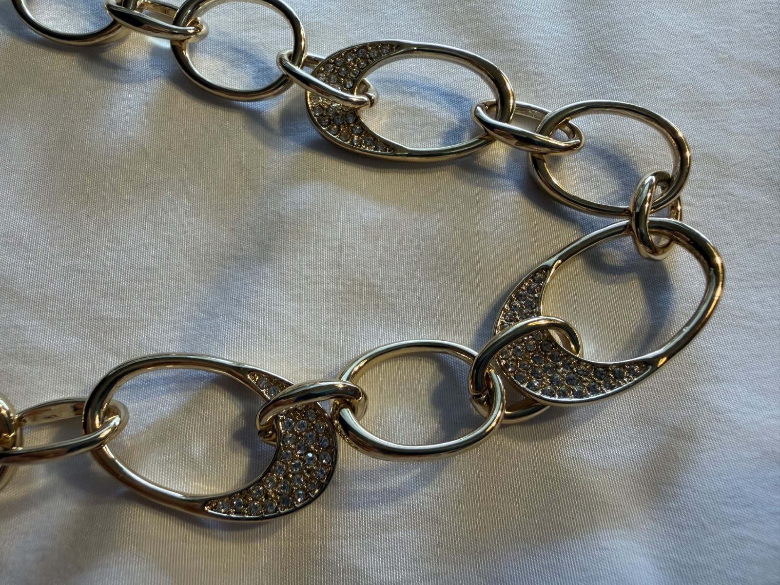 New Chico’s chain link fancy gold tone necklace and earrings