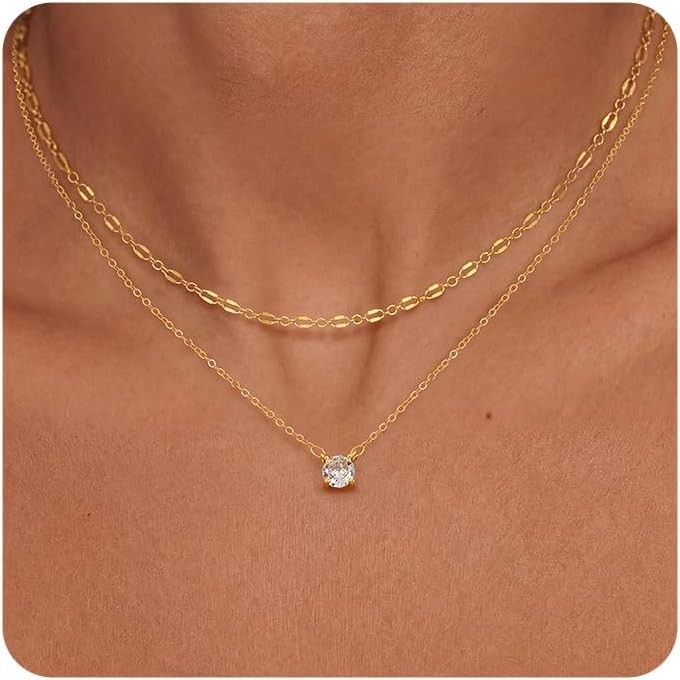 Adjustable 14k Gold Plated Cubic Zirconia Necklace – Perfect for Any Occasion