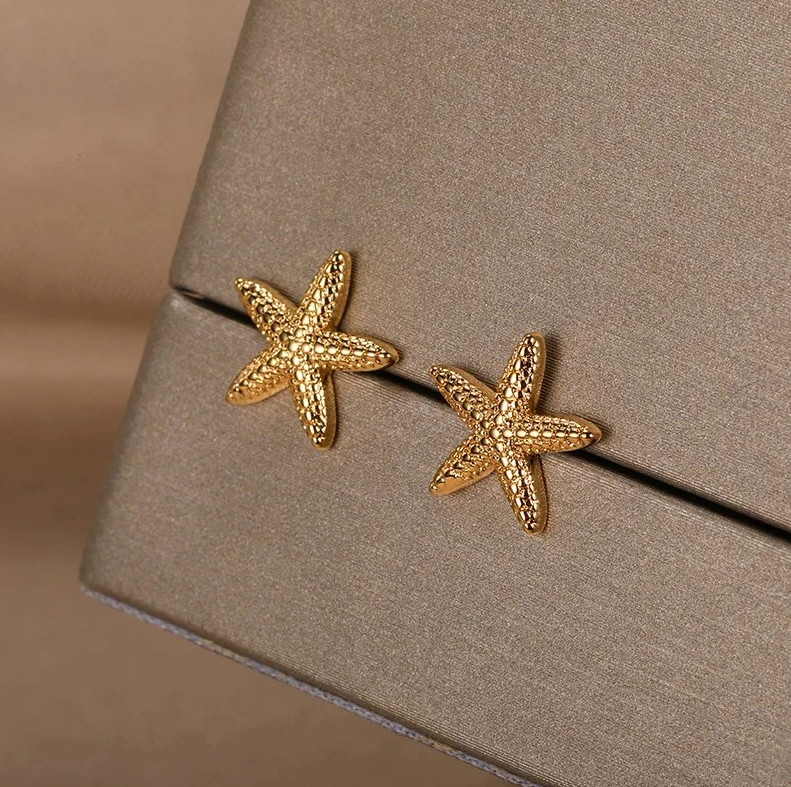 1pcs Starfish Stainless Steel Stud Earrings – Trendy Ocean-Inspired Jewelry