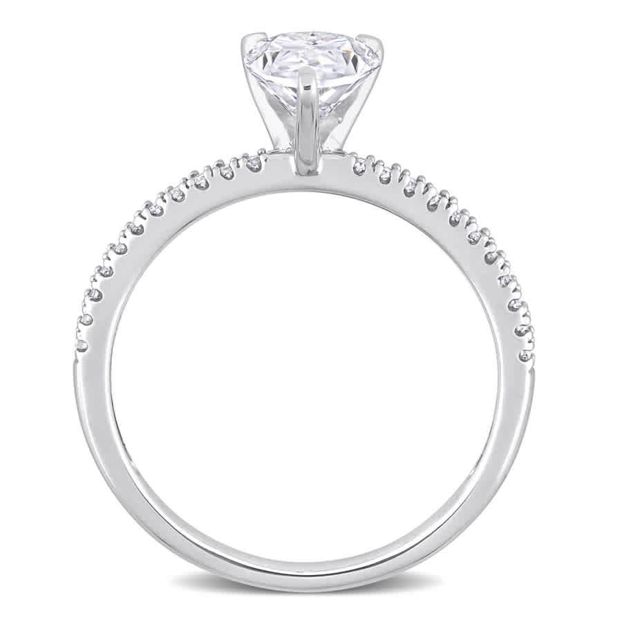AMOUR 1 1/4 CT DEW Pear Shape Created Moissanite and 1/10 CT TW Diamond