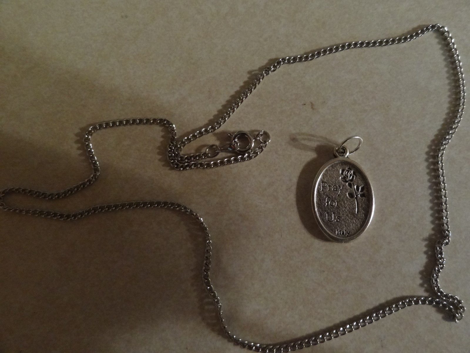 NECKLACE PENDENT JEWELRY MADE IN ITALY PRAY FOR US 18 INCH CHAIN ST CHRISTOPHER