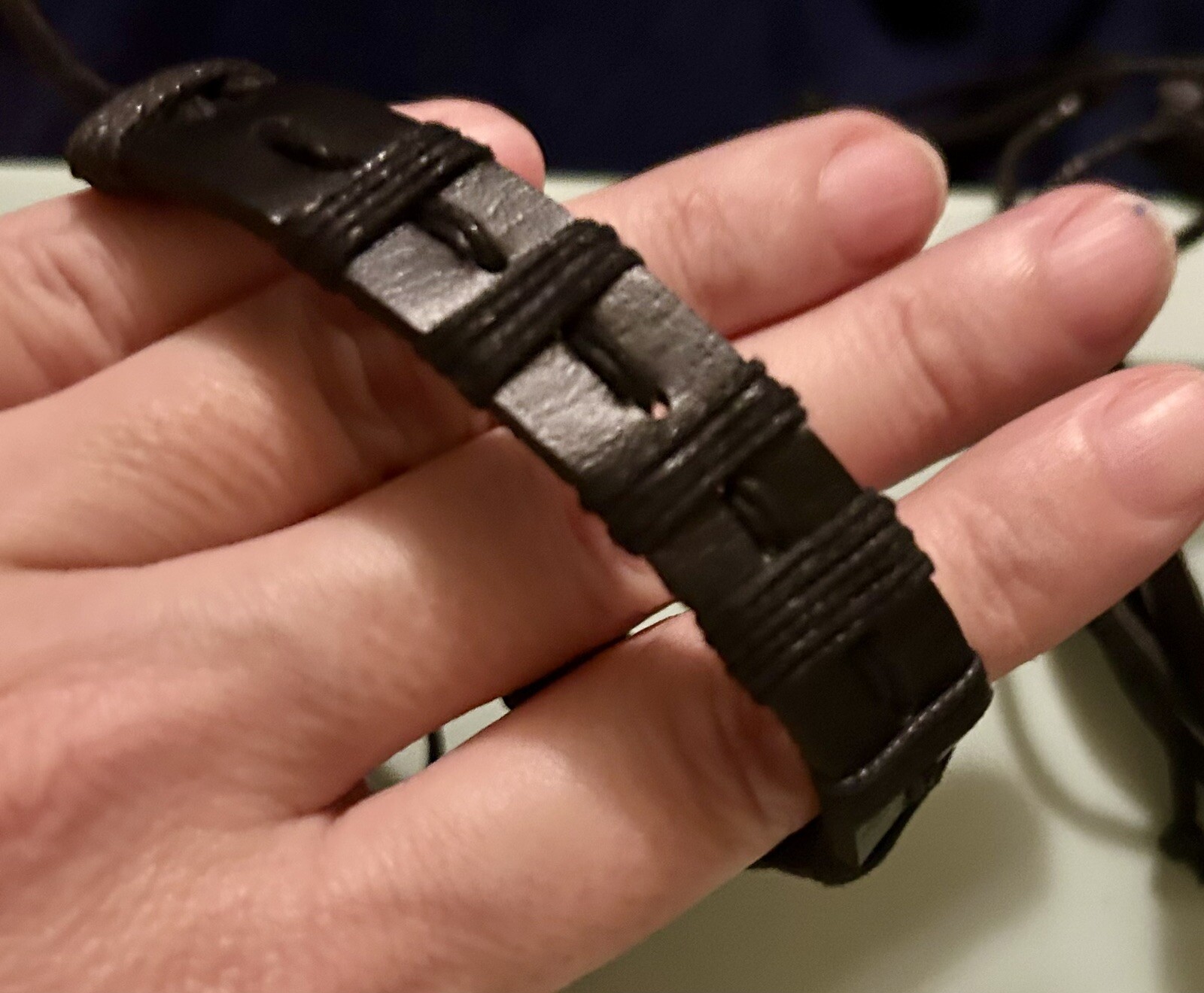 Stackable Adjustable Black Faux Leather Bracelets Set Of 6