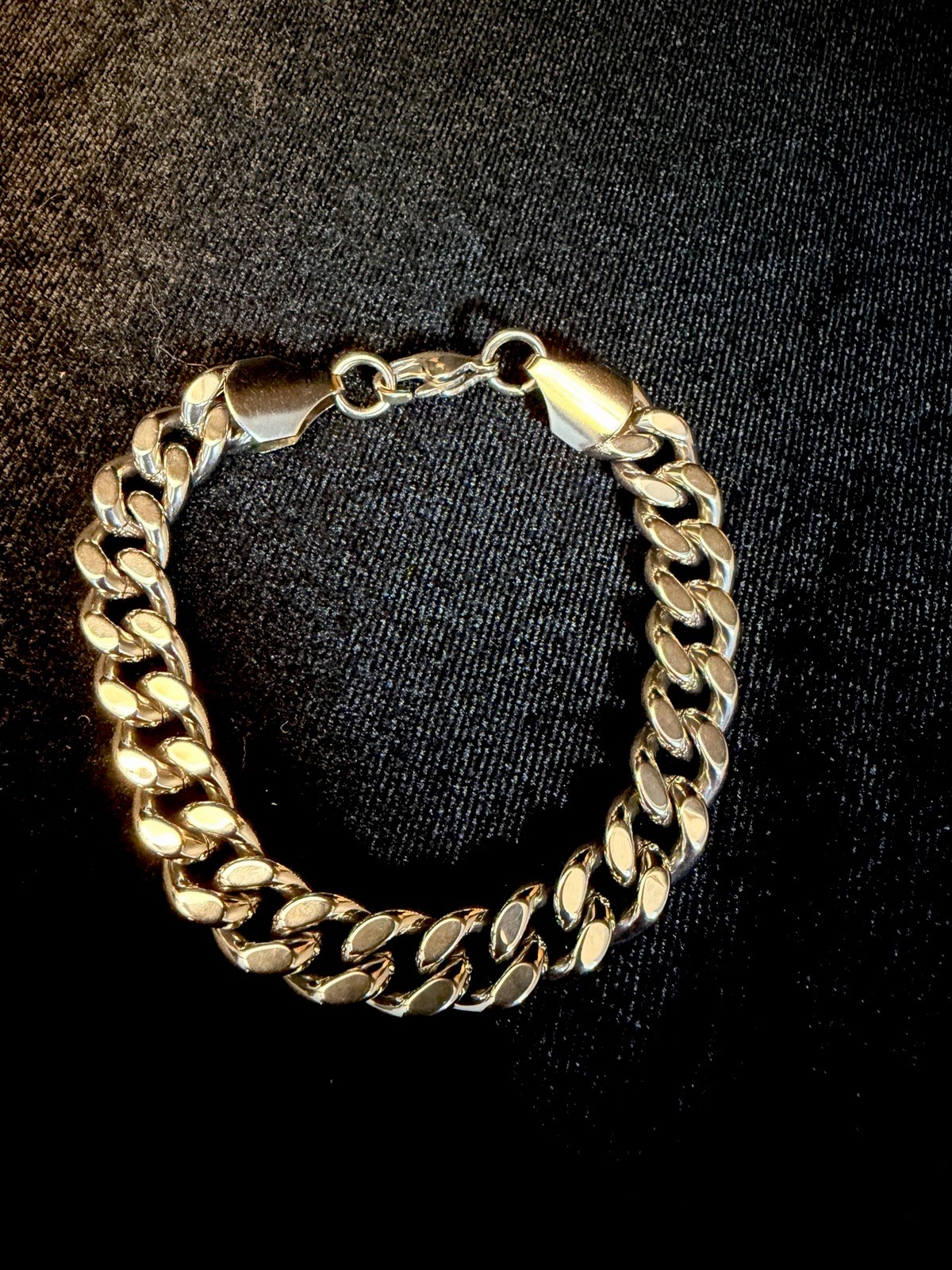 White Gold Plated Stainless Steel Curb Link Cuban Bracelet 7.5in 9MM Brand new