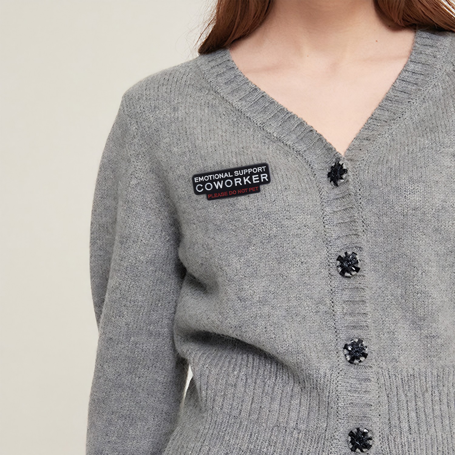2PCS Emotional Support Coworker Pin, Please Do Not Pet Office Humorous Red White