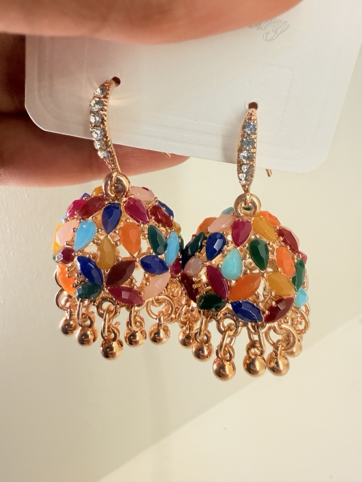 Women Jhumka Colorful Stone earrings for women with Tassels Traditional Jewelry