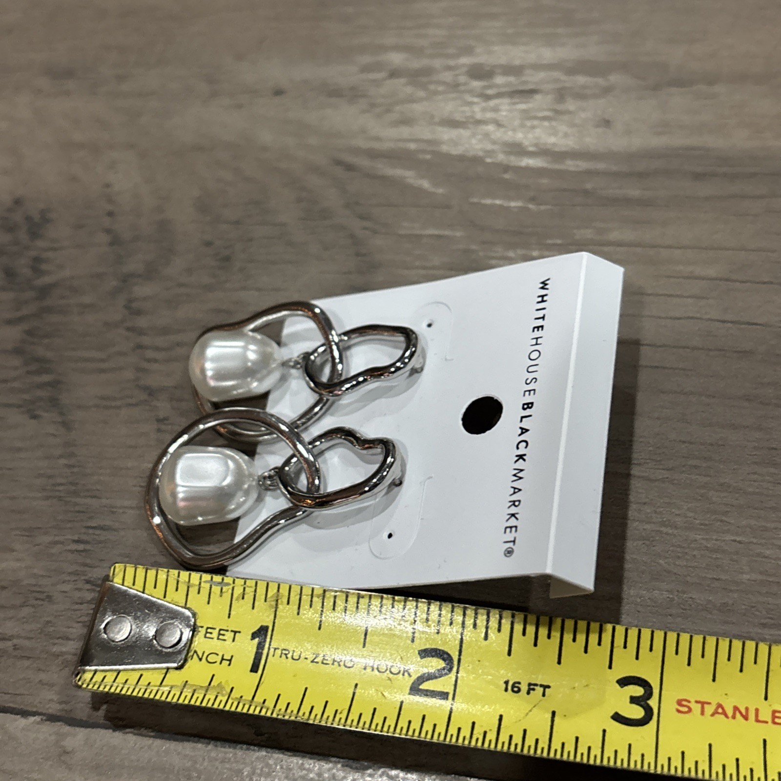 Whit House Black Market Earrings Silver Tone With Faux Pearls