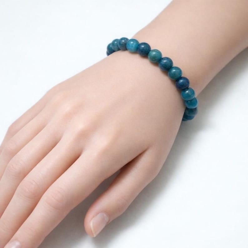 Natural Blue Apatite Bracelet, Simple Blue Gemstone Bracelet For Daily Wear
