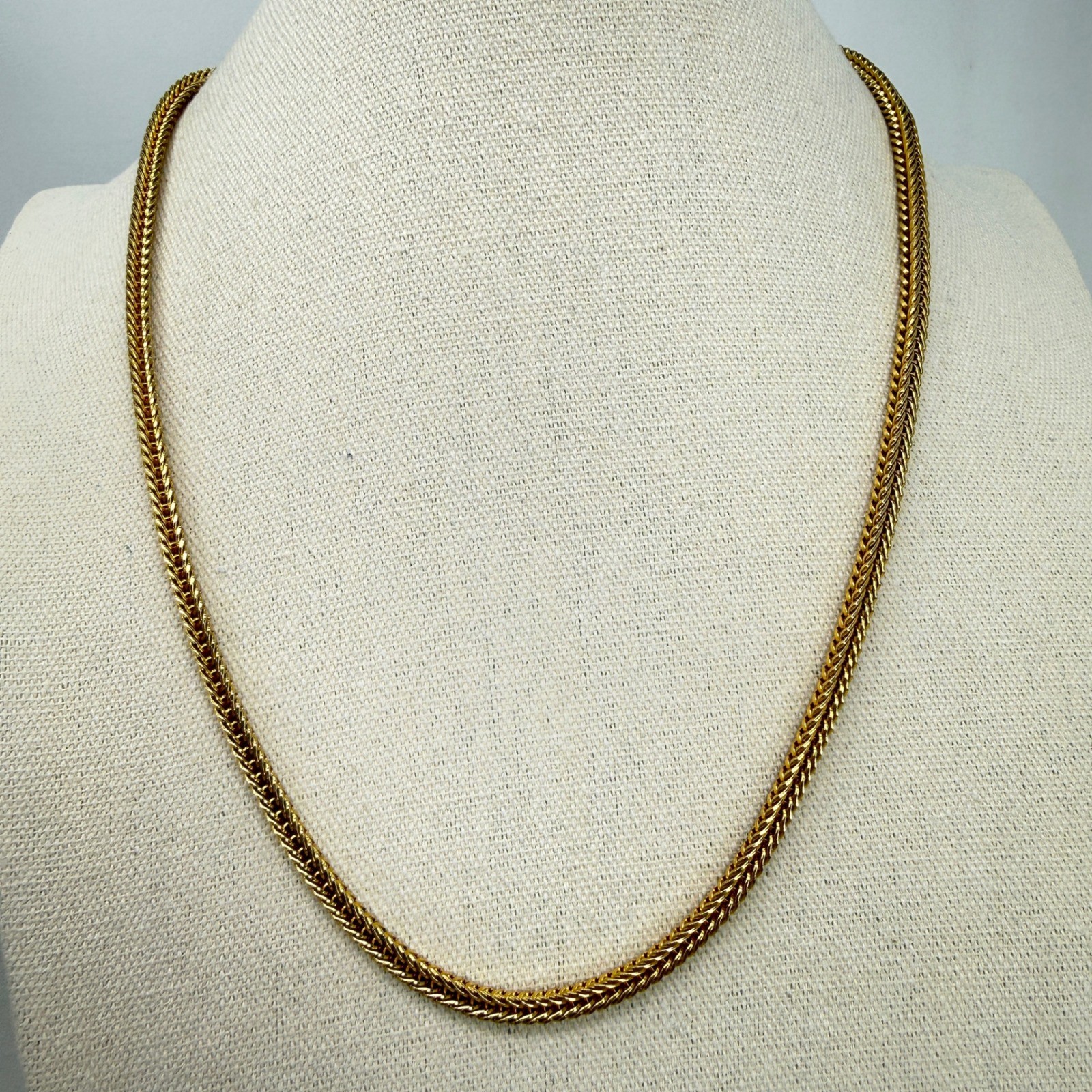 Wheat Franco Link Chain Necklace with Barrel Clasp Gold Tone Classic Chunky