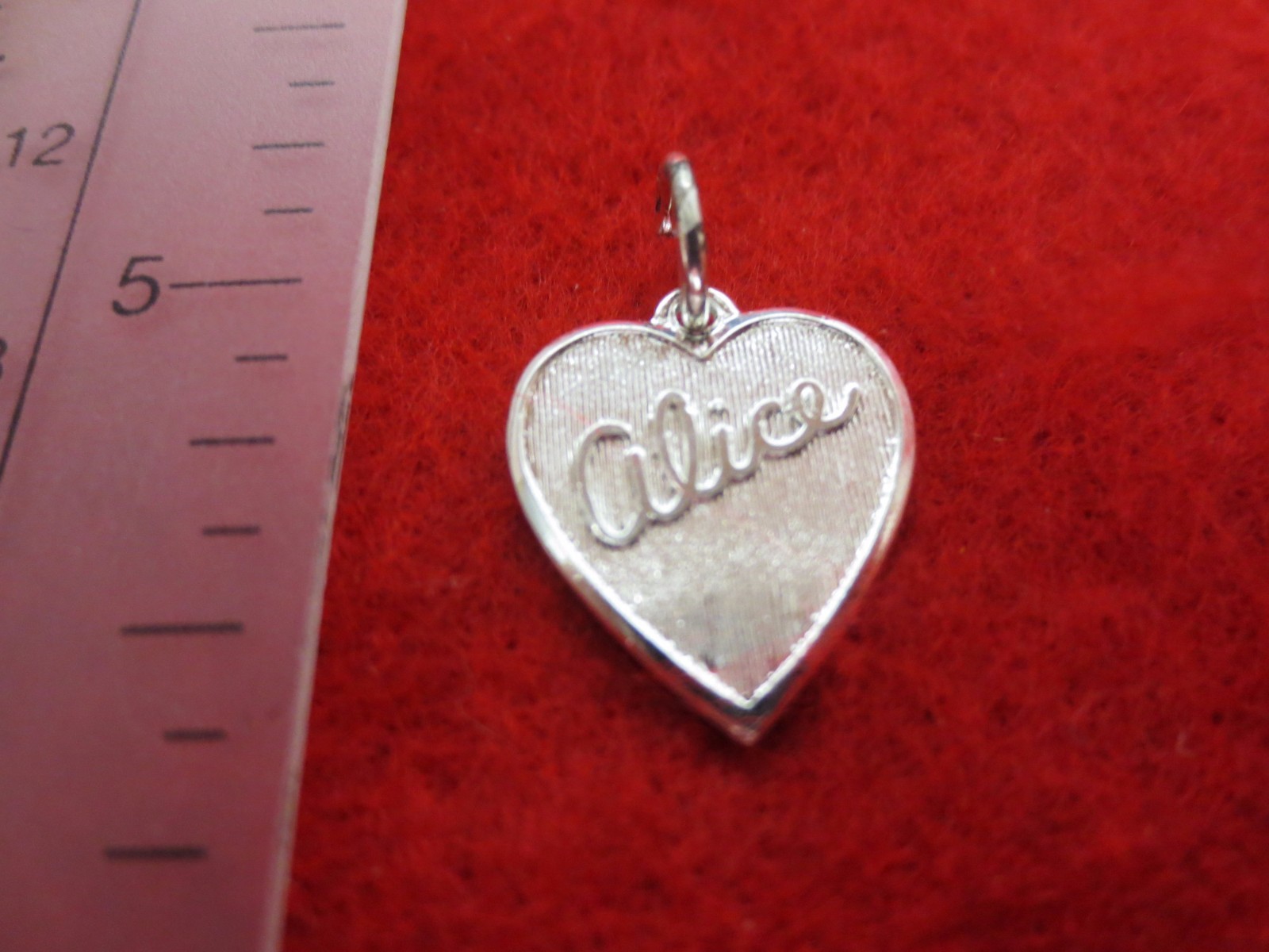STERLING SILVER PLATED HEART SHAPED ALICE NAME CHARM & 7 ” TO 30″ ROPE CHAIN