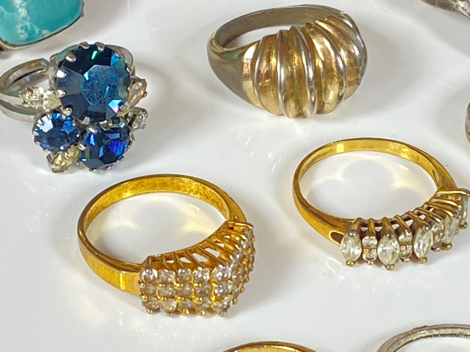 HUGE LOT OF 21 Rings Various Styles Sizes Mexico, 18K GE, PL, etc. NO STERLING