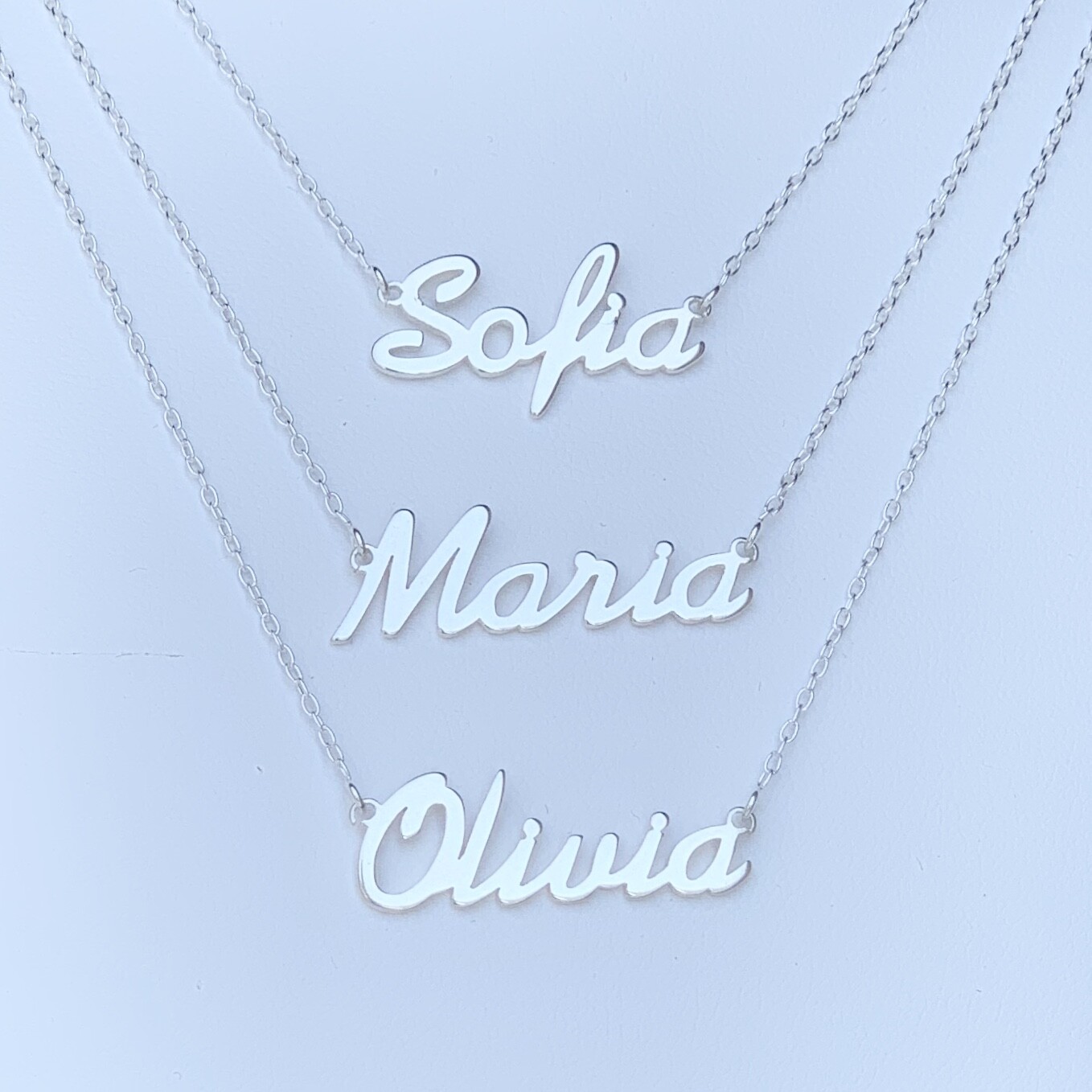 ANY Name Plate Necklace Personalized Custom Sterling Silver 925 Pendant Gift