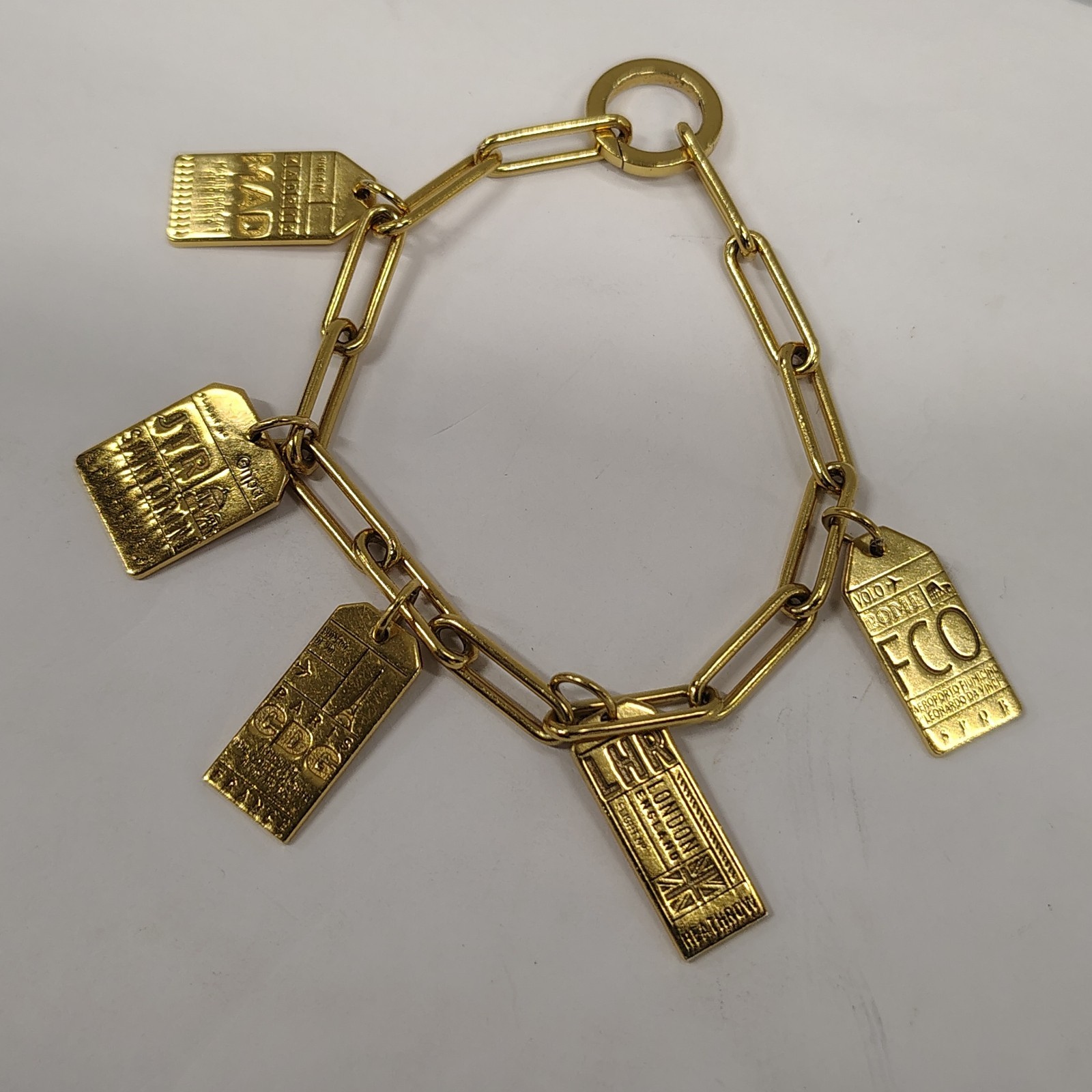 Jet Set Candy JSC 925 Gold Vermeil The Daily 360 Luggage Tag Charm Bracelet 25g