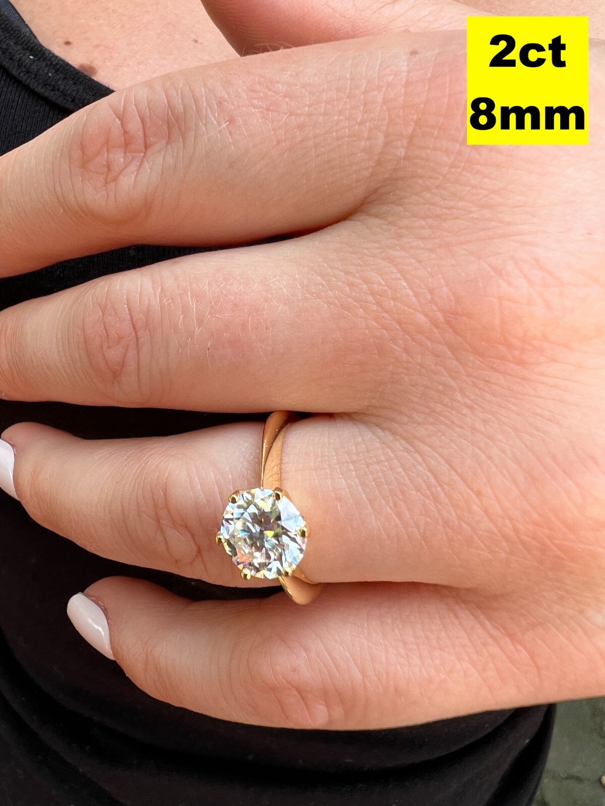 0.5-4ct VVS D Real Moissanite Engagement Promise Ring 14k Gold Plated 925 Silver