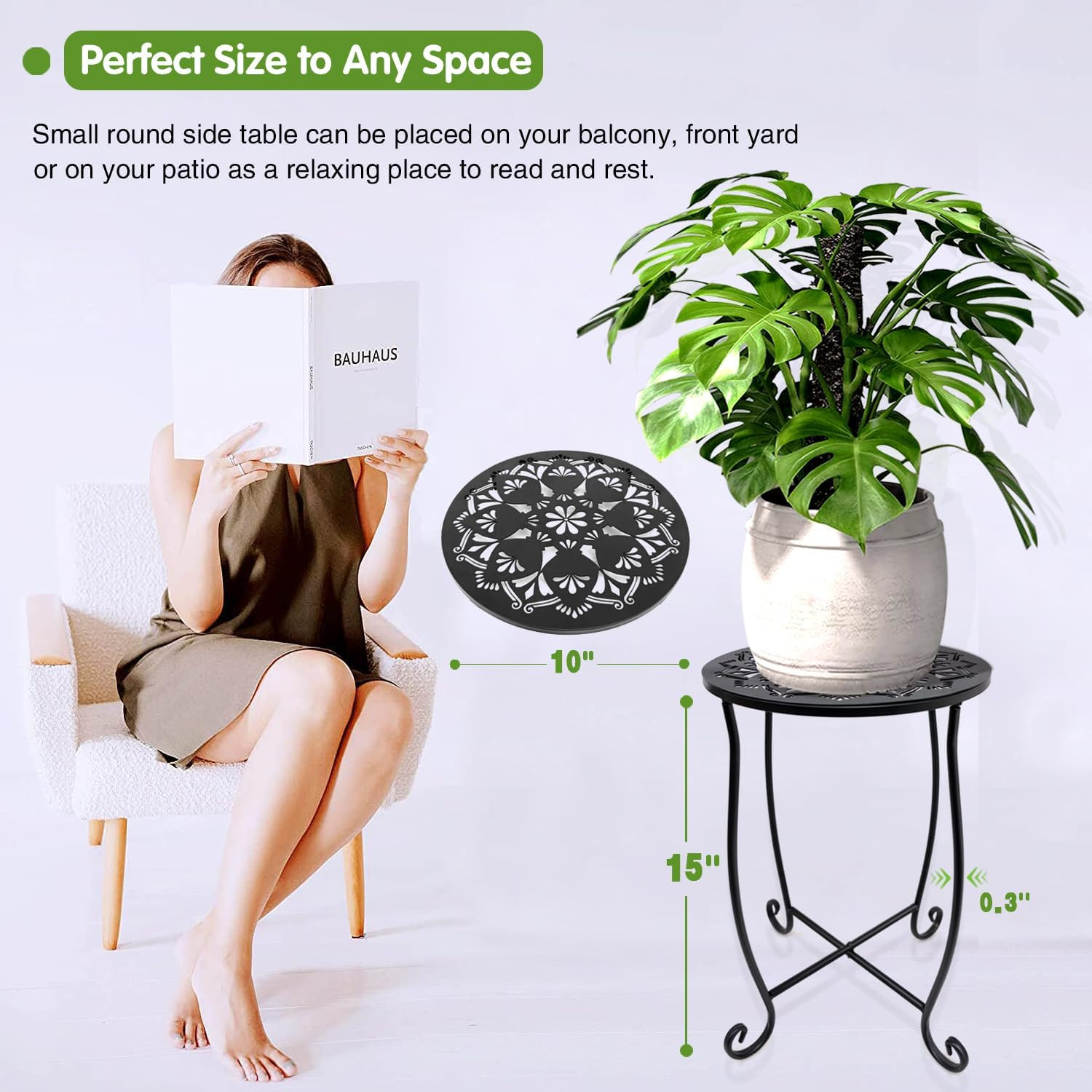 Side Tables for Small Space, Metal Outdoor Indoor round Side Table, Small End Ta