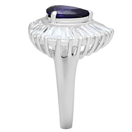 925 Sterling Silver Ring AAA Grade CZ Tanzanite Engagement Band