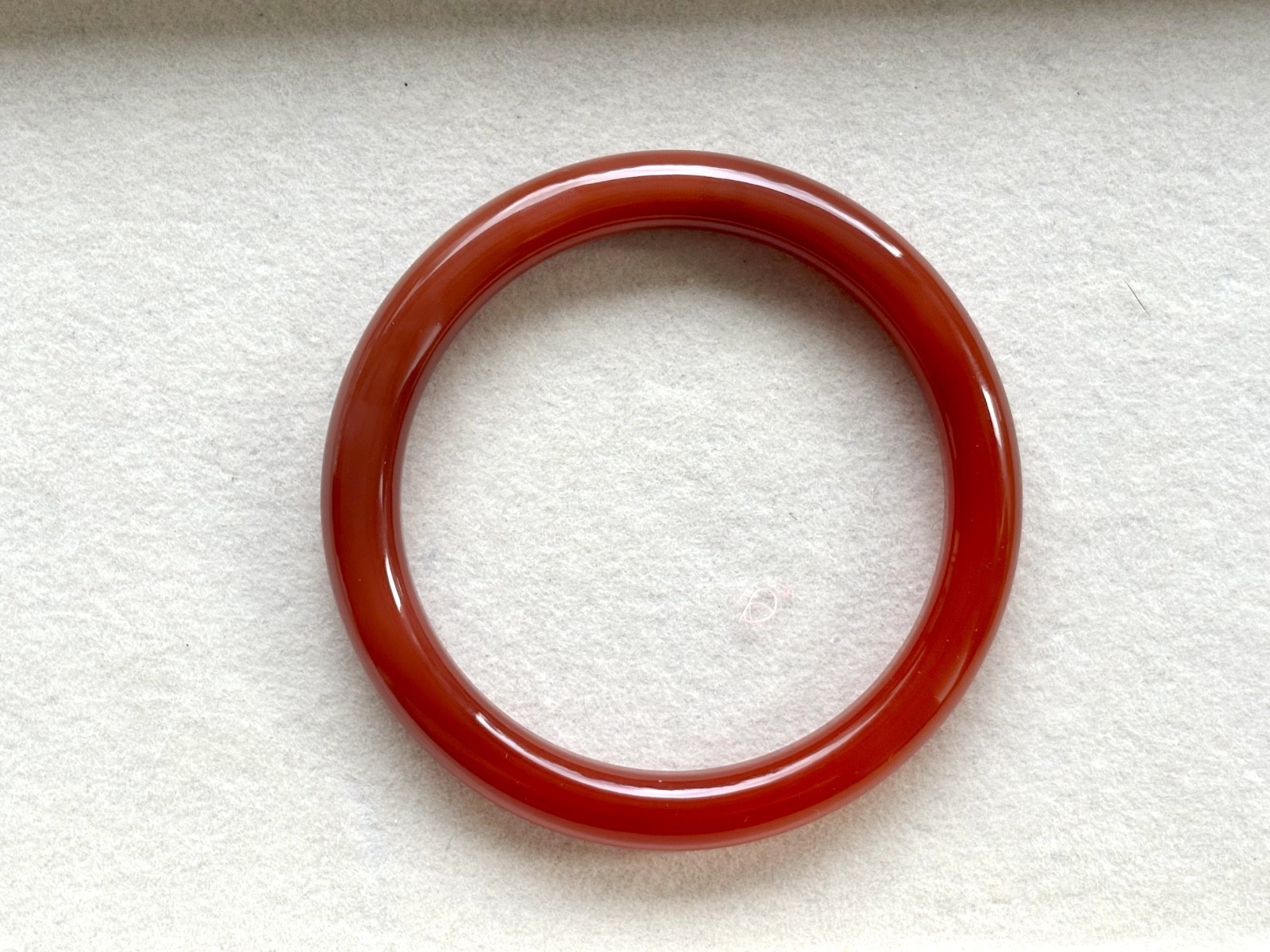 54.5mm Carnelian Red Agate Bangle Full Round with White Cloud Accent