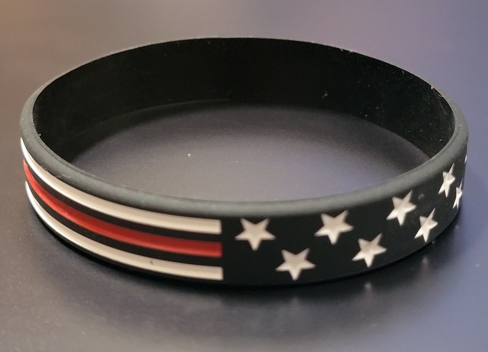Thin Red Line USA Flag Star Silicone Rubber Bracelet Wristband Fire Fighter