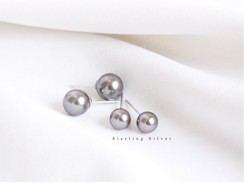 6/8/10/12mm Natural South Sea Shell Pearl Stud Earrings 925 Sterling Silver Set