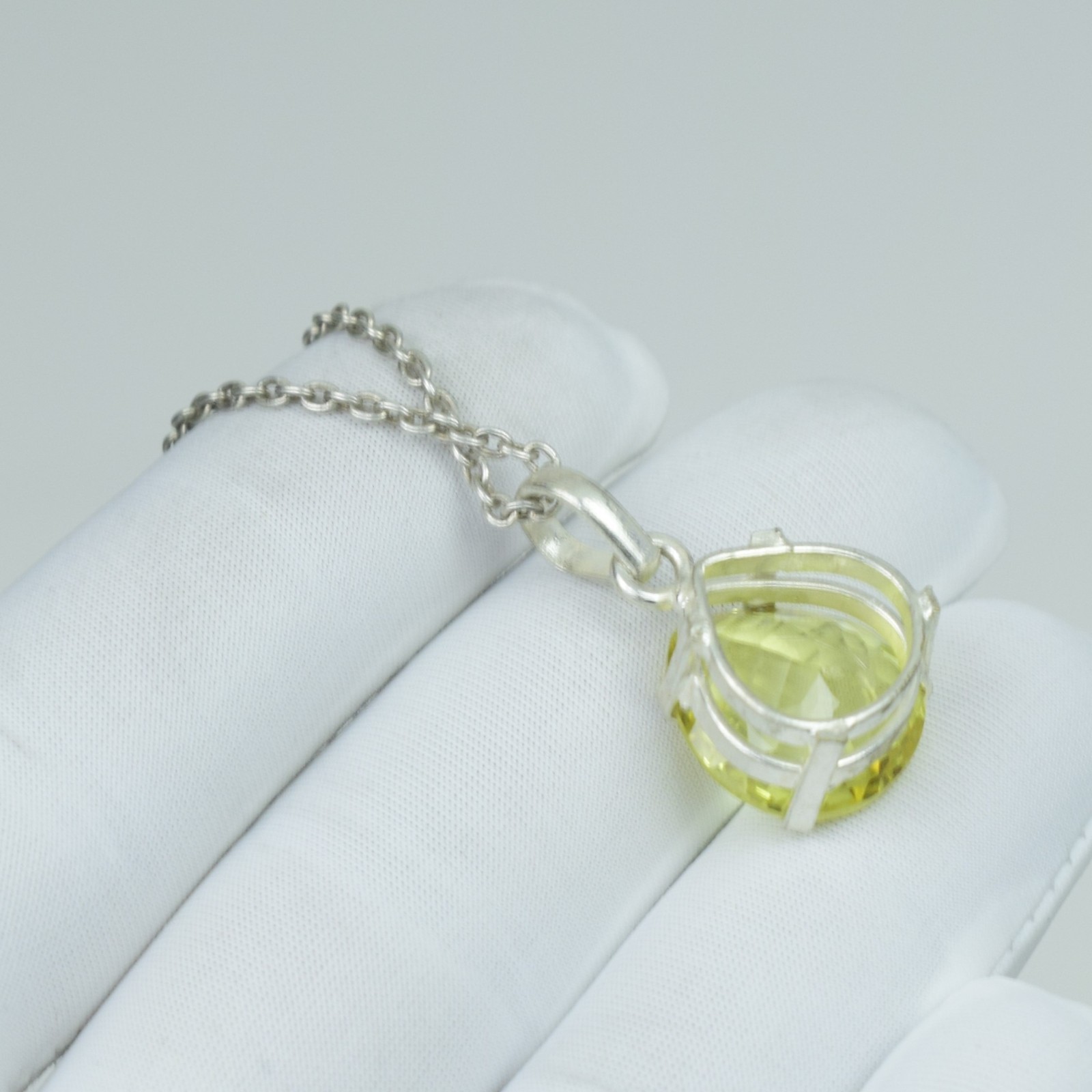 Beauty Yellow Sapphire Necklace Jewelry, 925 Sterling Silver Pendant,