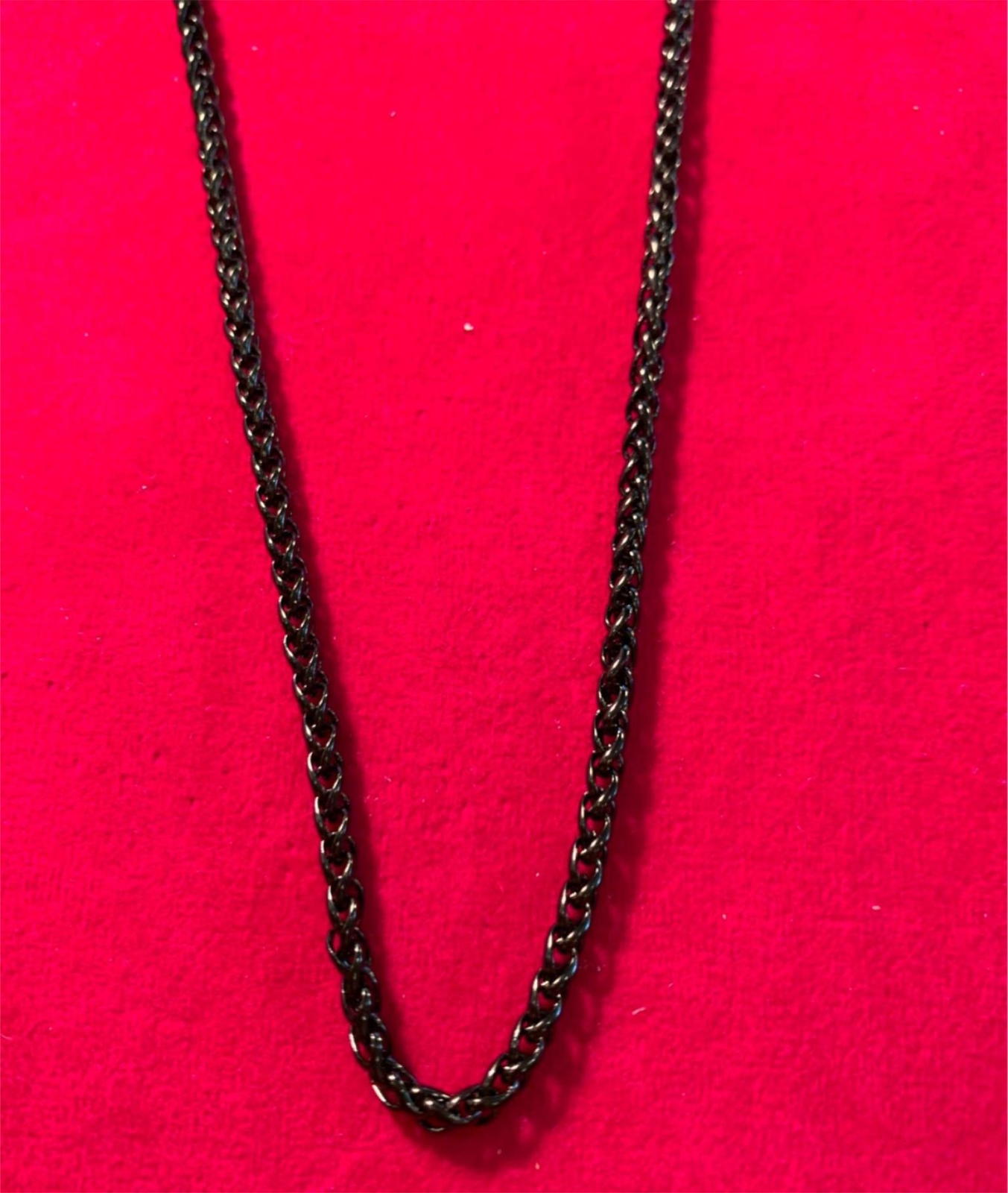 7″-44″ Unisex ,3mm Stainless Steel Black Plated Braided Wheat Necklace