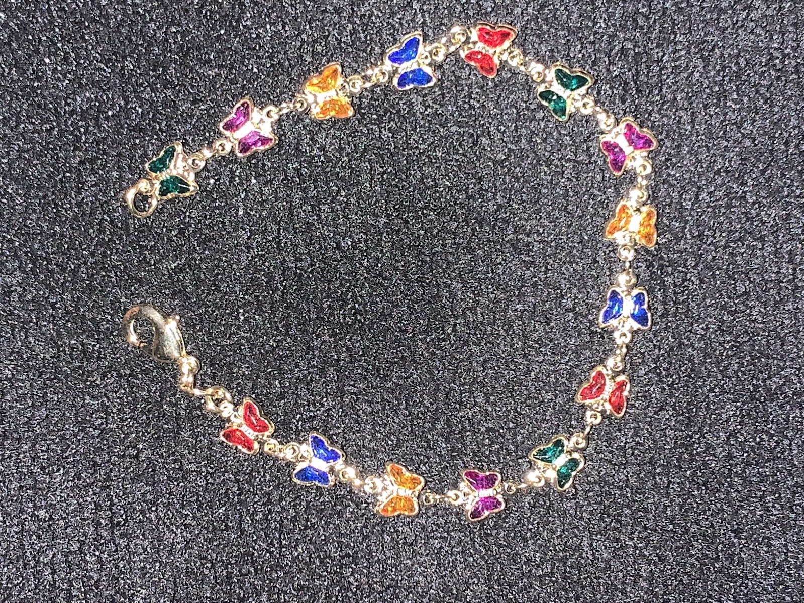 18K Gold Filled Butterfly Bracelets 7.5″ Multicolor linked Dainty Cubic Zirconia