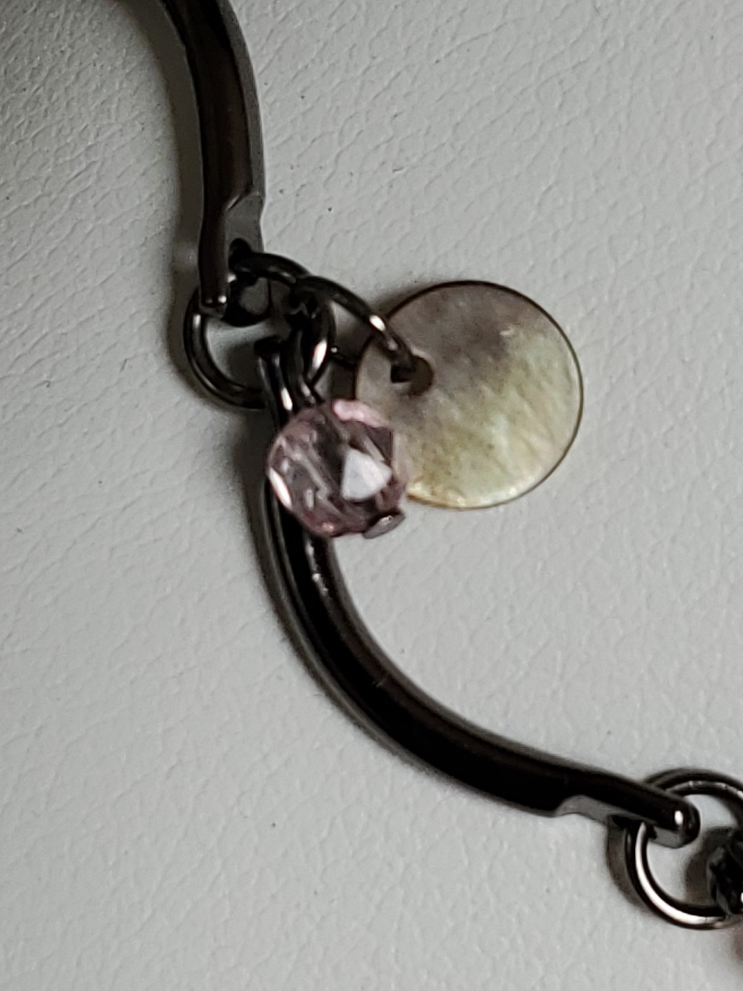 Vintage Anne Klein Rhinestone Necklace Gun Metal Tone 17 in
