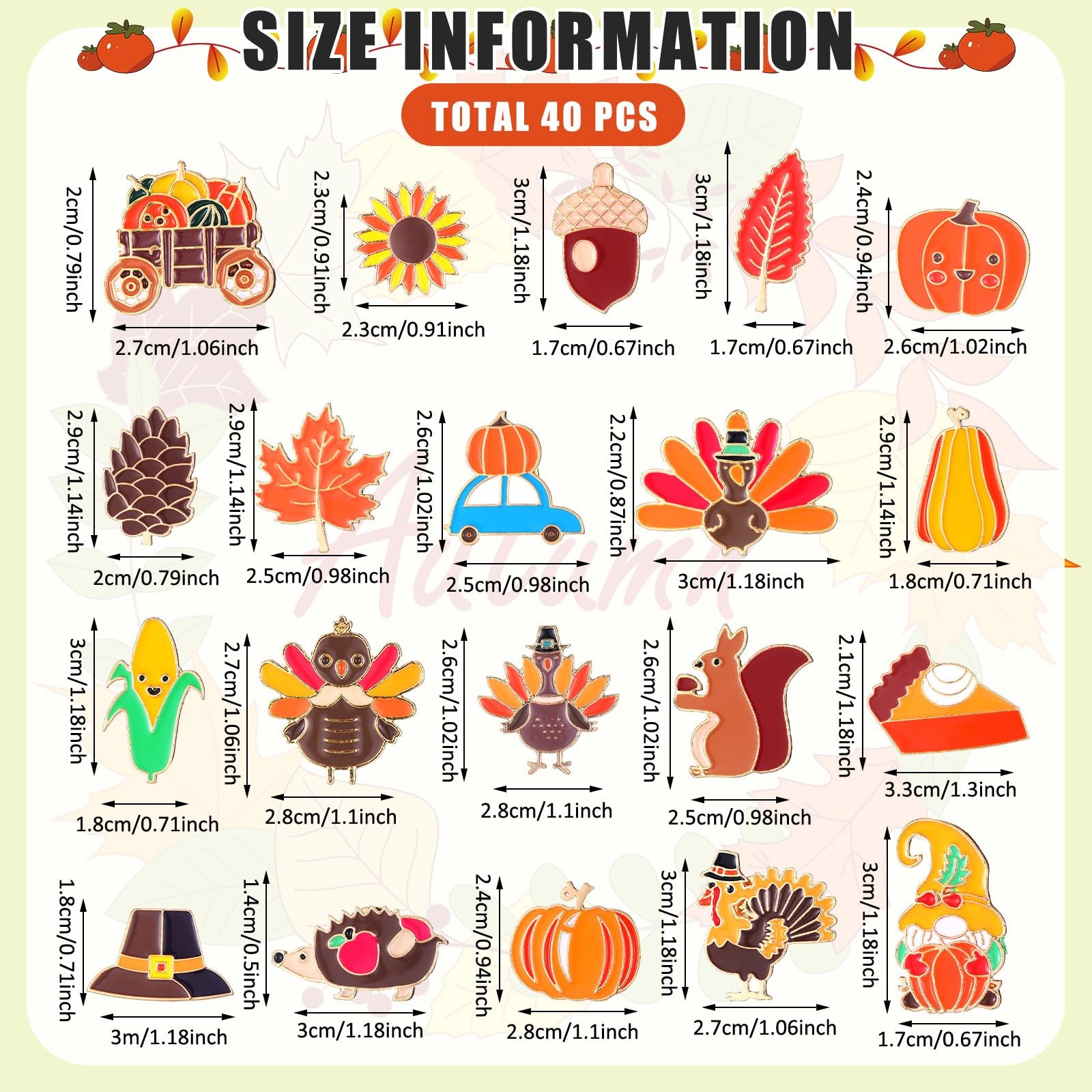 40 Pcs Thanksgiving Enamel Pins Bulk Fall Autumn Lapel Decorative Pins Cutetu…