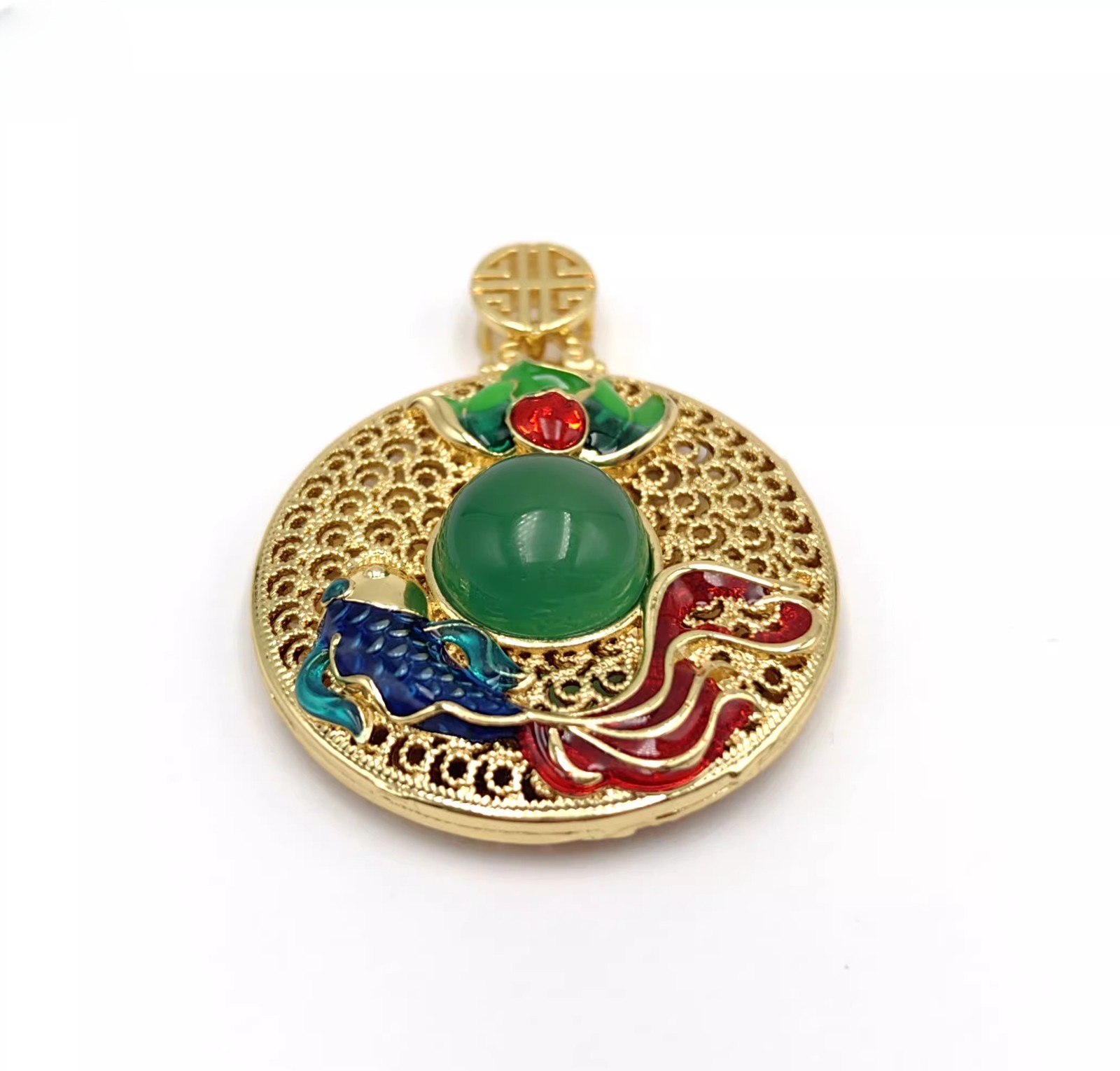 BN Nature Jade Vase Pendant Necklace Jewelry charm Blessing Lucky tune