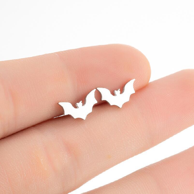 2pairs stainless steel Halloween Bat earrings, 4 colors Wholesale FJS103-388