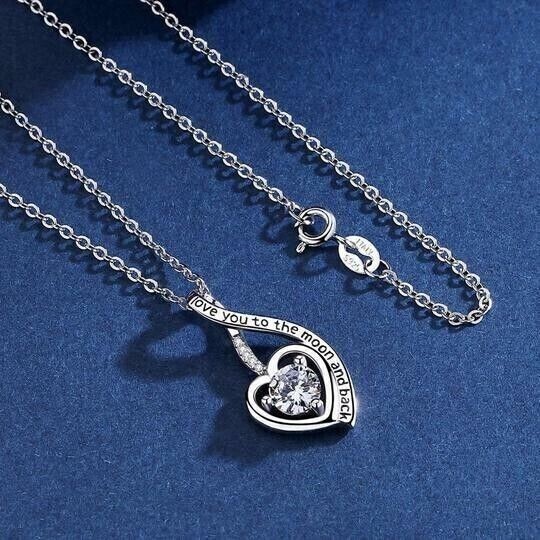 Women’s Stunning Heart Pendant Round Cut Simulated Diamond 14k White Gold Plated