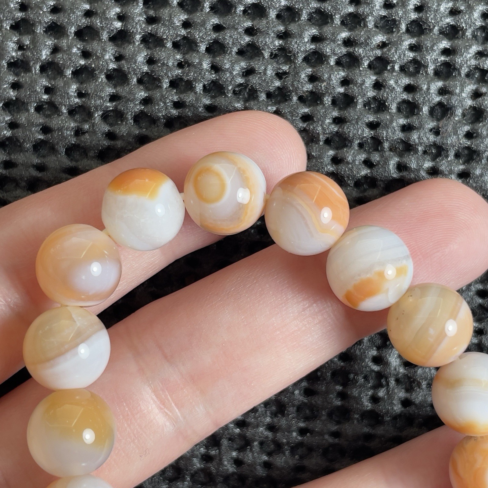 Rare Color 10mm Boswana Agate Stretchy Bracelet Gift Minimalist Jewelry Women