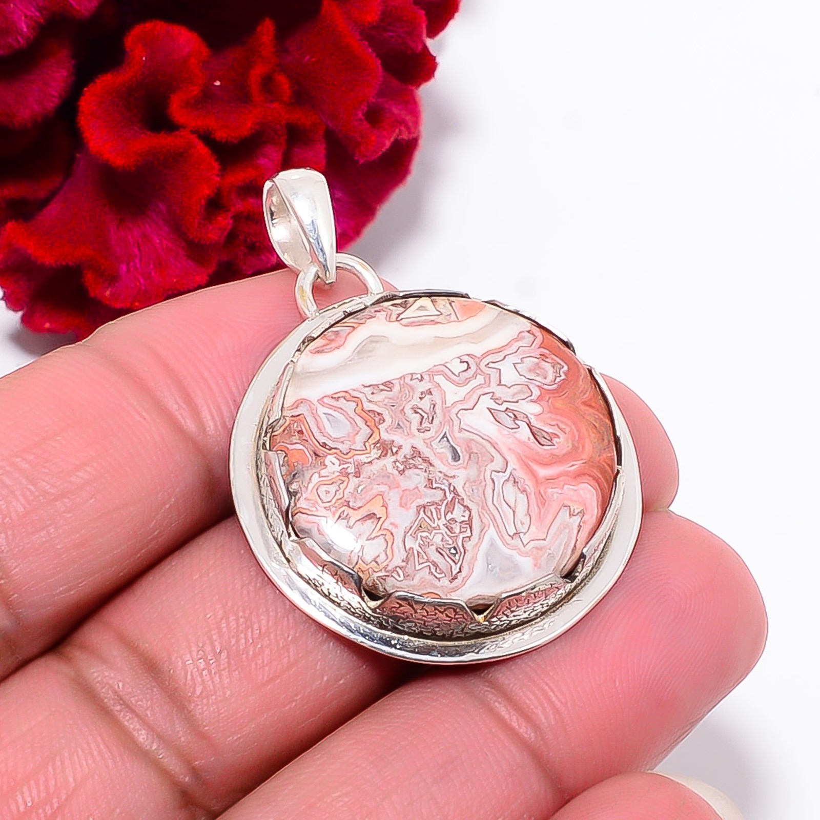 Rosetta Jasper – United State 925 Sterling Silver Pendant 1.56″ P102034