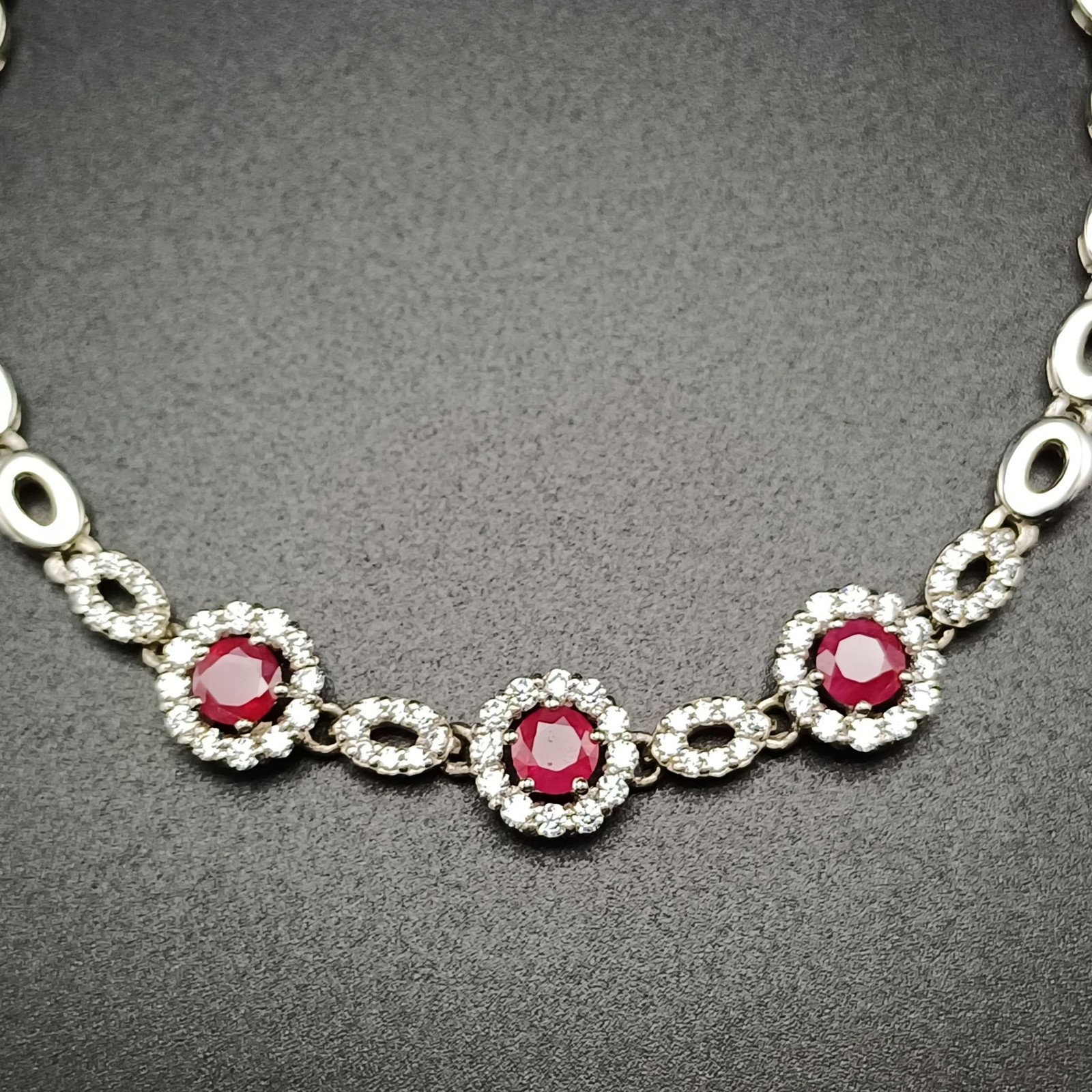 925 Sterling Silver Pink CZ Bracelet Clear Cubic Zirconia Adjustable 7.5-8.5″ 7.