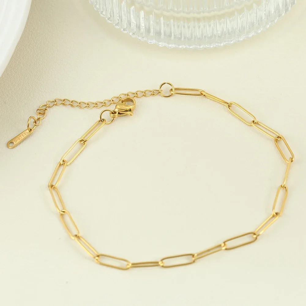Good Quality Women’s High-end Stainless Steel Anklets Box Chain Clip Bead Chain