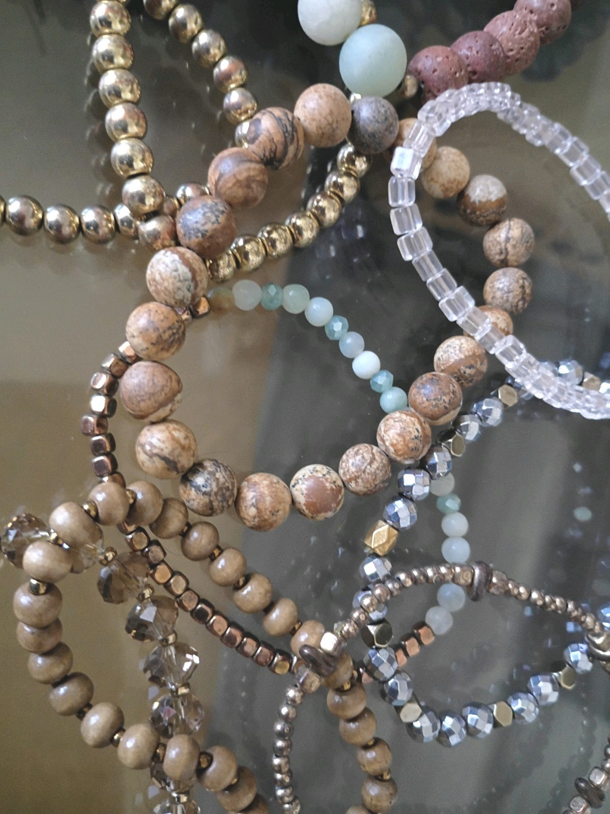 Lot of over 15 Mixed Materials Beaded Bracelets