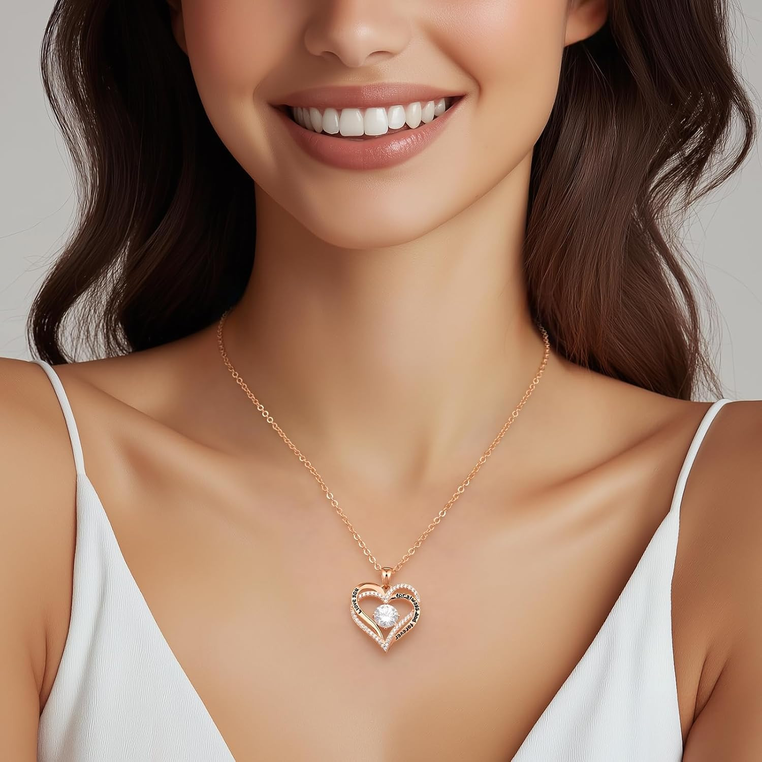 Forever Love Heart Necklaces for Women, Wedding Anniversary, Valentine’S，Birthda